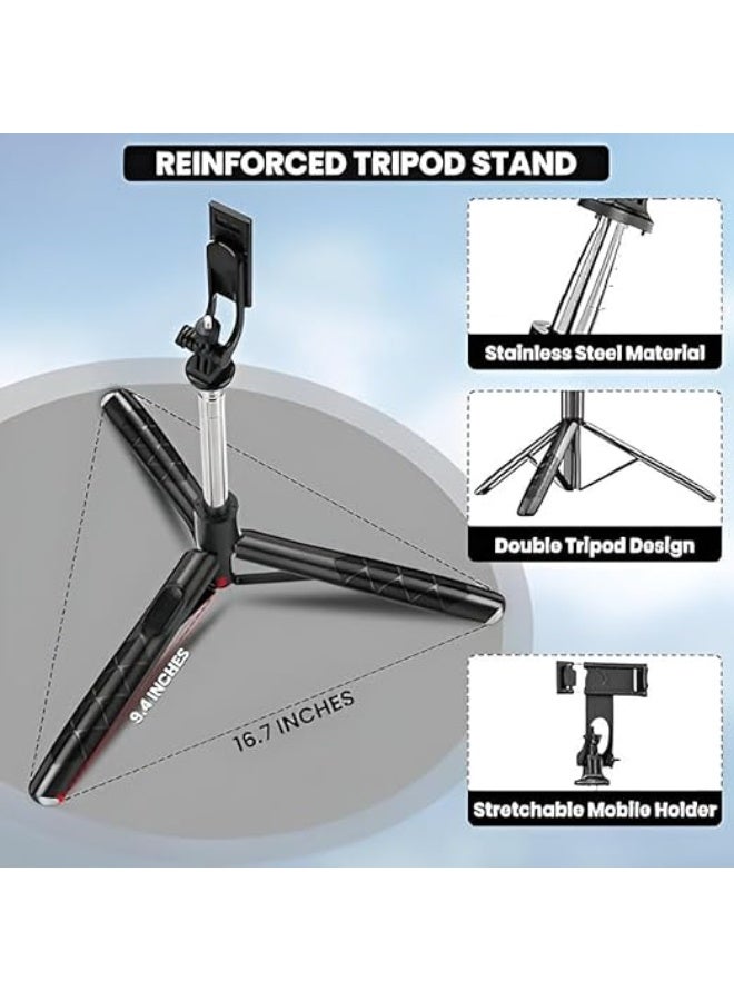 Selfie Stick Tripod – 3-in-1 Multifunctional Stand with Bluetooth Remote & Stable Base for Selfies, Vlogging, Photo Shoots & Makeup - Image 4