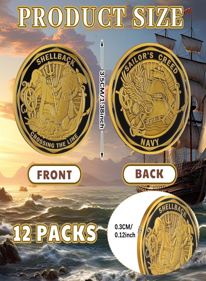 Landical 12 Pcs US. Navy 250th Anniversary Challenge Coin 1.38 Inch 250th Anniversary Coin Sailor's Creed Challenge Anchor Inspiration Pocket Token for Courage Adventure Souvenir(Navy Style) - Image 2
