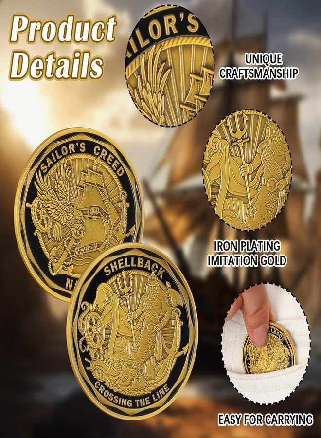 Landical 12 Pcs US. Navy 250th Anniversary Challenge Coin 1.38 Inch 250th Anniversary Coin Sailor's Creed Challenge Anchor Inspiration Pocket Token for Courage Adventure Souvenir(Navy Style) - Image 3