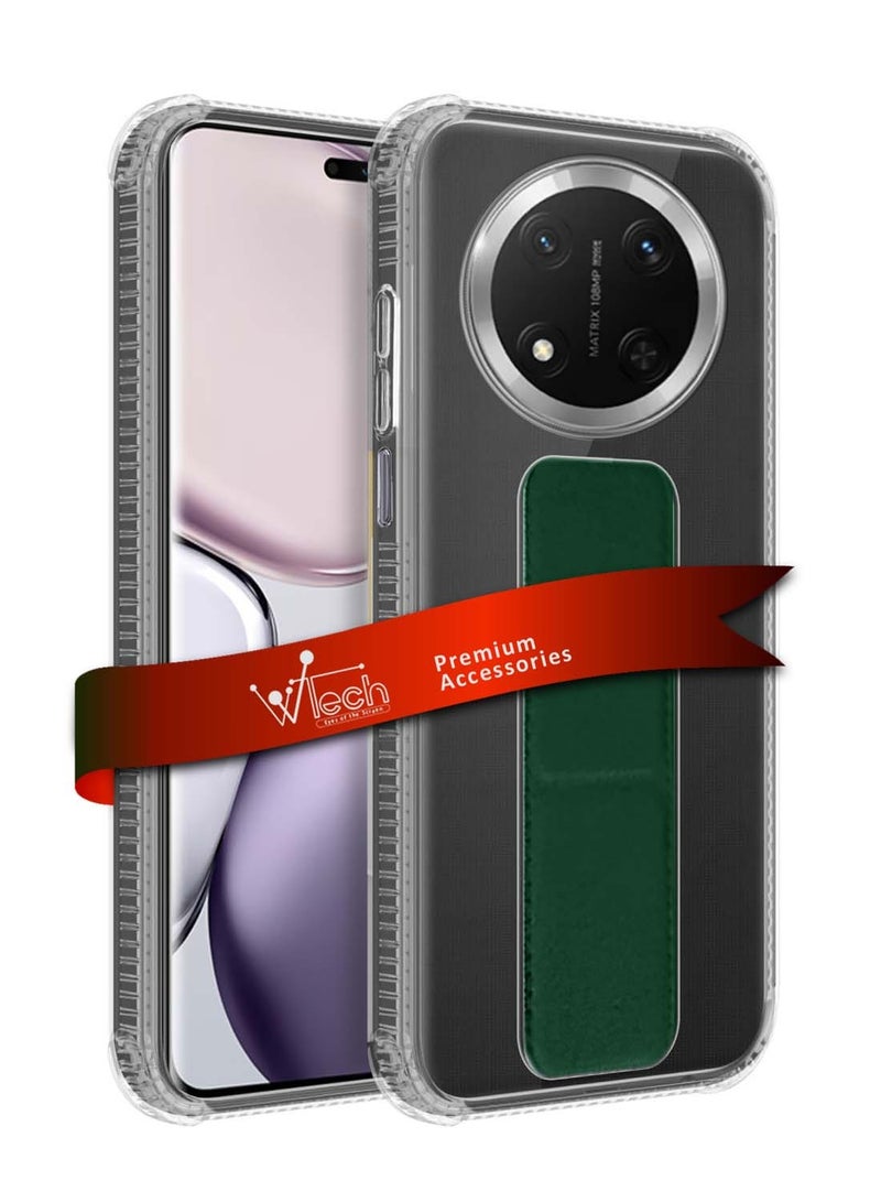 Wtech Honor X9c 5G 2024 / Honor Magic7 Lite 5G 2025 TPU Hand Grip Air Pillow Case Cover - Clear/Dark Green - Image 1