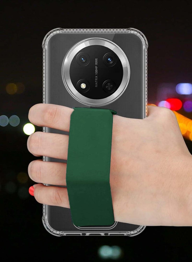 Wtech Honor X9c 5G 2024 / Honor Magic7 Lite 5G 2025 TPU Hand Grip Air Pillow Case Cover - Clear/Dark Green - Image 3