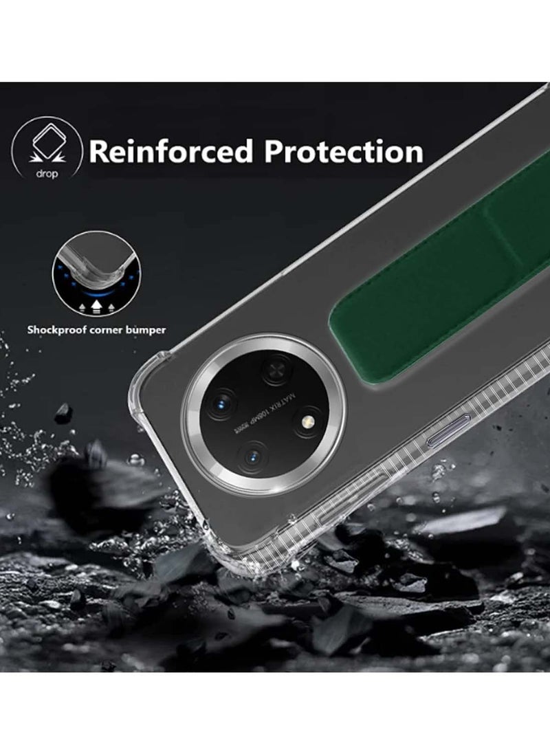 Wtech Honor X9c 5G 2024 / Honor Magic7 Lite 5G 2025 TPU Hand Grip Air Pillow Case Cover - Clear/Dark Green - Image 4