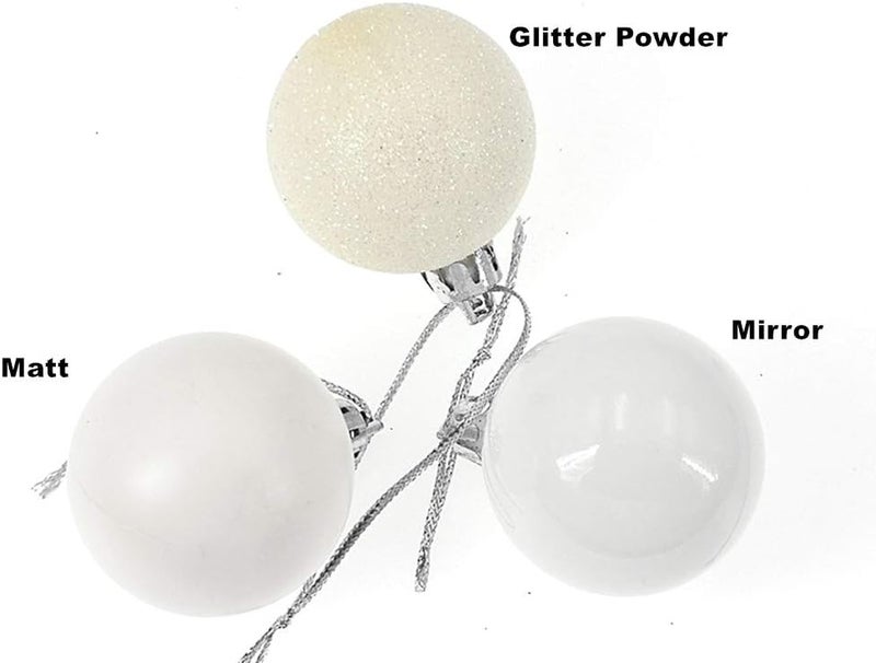ALIMITOPIA 24pcs Christmas Ball Baubles 1.2 inches Shatterproof Plastic Hanging Balls Pendant for Tiny Xmas Tree Decoration (Tiny Size;White) - Image 3