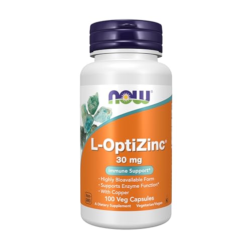 NOW Foods Supplements LOptiZinc 30 mg with Copper Highly Bioavailable Form Immune Support 100 Veg Capsules