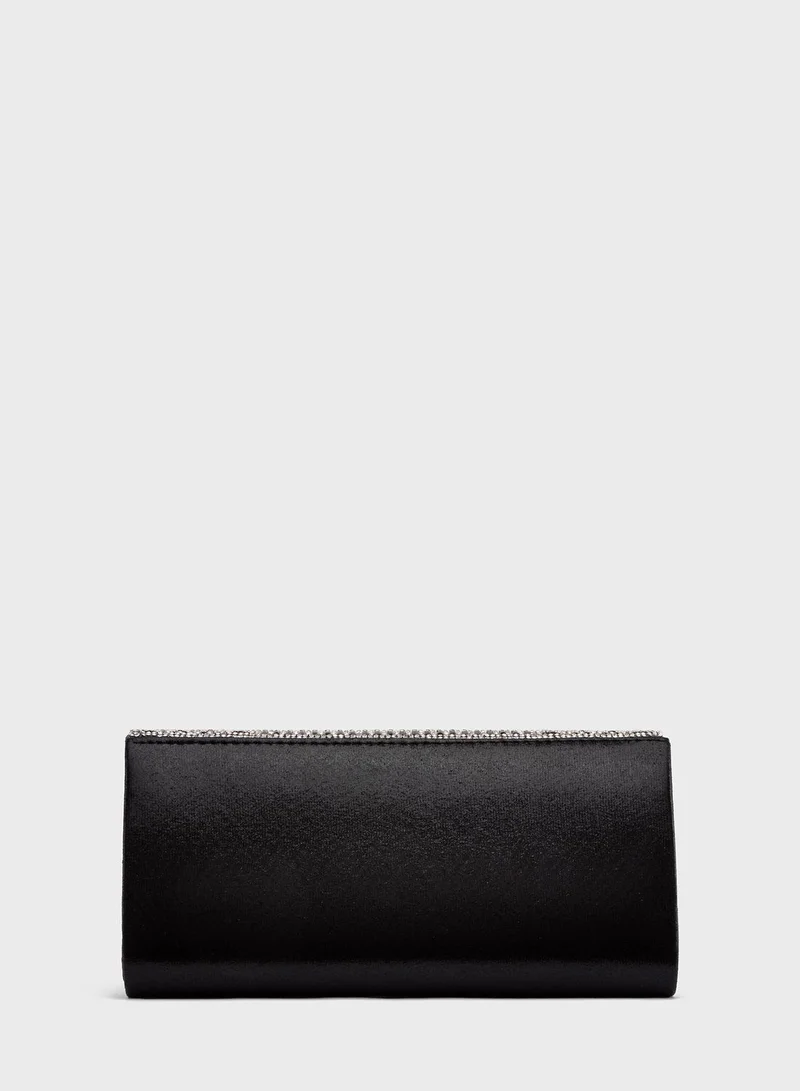FYOR Embellished Chain Detail Flap Over Clutch
