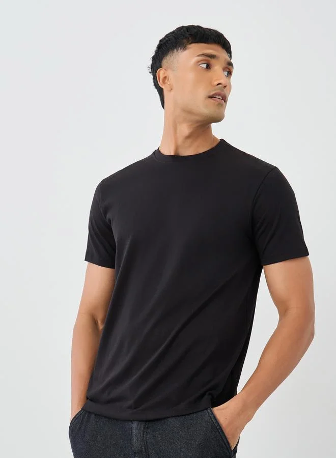 Styli Pack of 2 - Cotton Rich Crew Neck Regular Fit T-Shirt