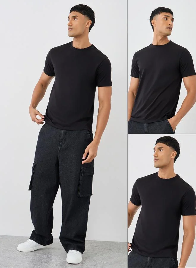 Styli Pack of 2 - Cotton Rich Crew Neck Regular Fit T-Shirt