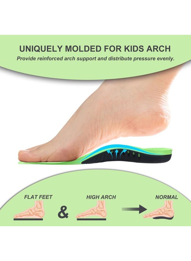 Bacophy Kids Orthotic Arch Support Insoles, Plantar Fasciitis Cushioning Shoe Inserts, Shock Absorption Velvet Surfaces Deep Heel Cup Chinldren Inner Soles for Flat Feet (17.5 cm) - Image 3