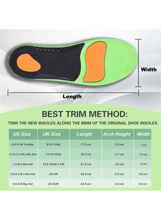 Bacophy Kids Orthotic Arch Support Insoles, Plantar Fasciitis Cushioning Shoe Inserts, Shock Absorption Velvet Surfaces Deep Heel Cup Chinldren Inner Soles for Flat Feet (17.5 cm) - Image 2