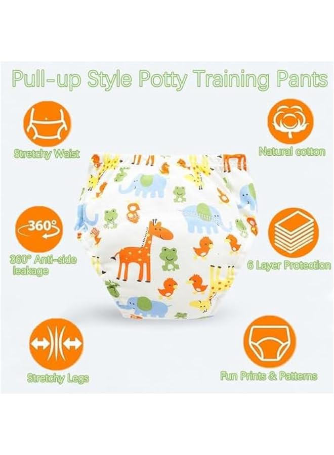 سراويل تدريب قابلة لإعادة الاستخدام، ملابس داخلية قوية الامتصاص للأطفال الصغار من 12-19 كجم (0-4 سنوات) 6 طبقات من القطن جيد التهوية للأولاد والبنات الصغار من الجنسين، عبوة من 6 قطع - Image 4