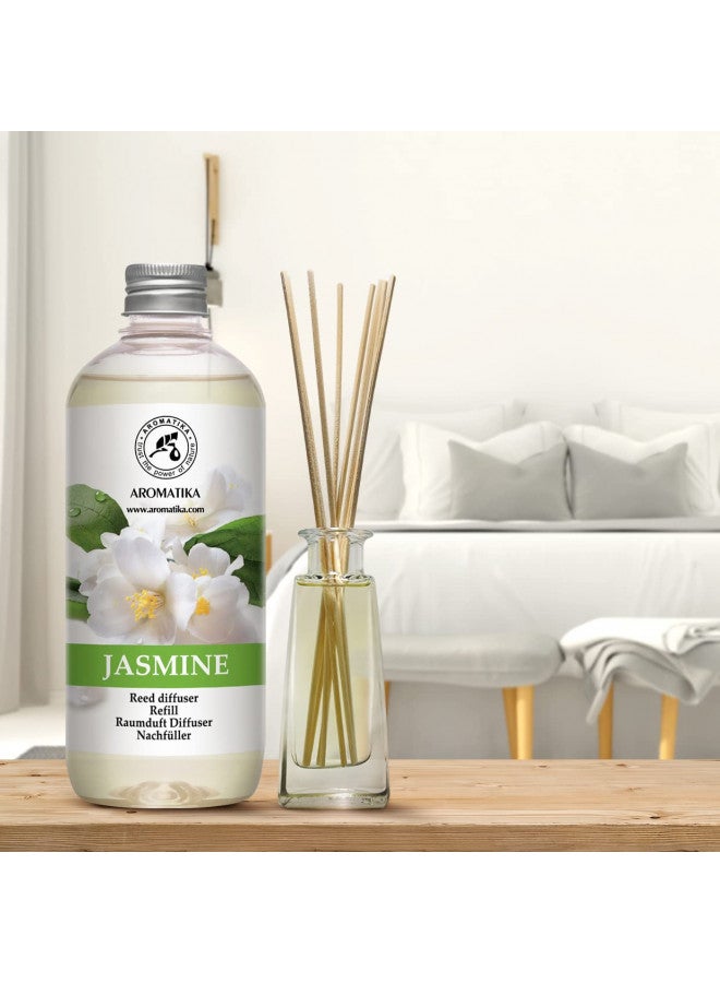 Aromatika عبوة إعادة تعبئة معطر الهواء بالياسمين مع زيت الياسمين الأساسي الطبيعي 17 أونصة سائلة - عطر منعش وطويل الأمد - عبوة إعادة تعبئة زيت معطر الهواء - الأفضل للعلاج بالروائح - سبا - منزل - Image 2