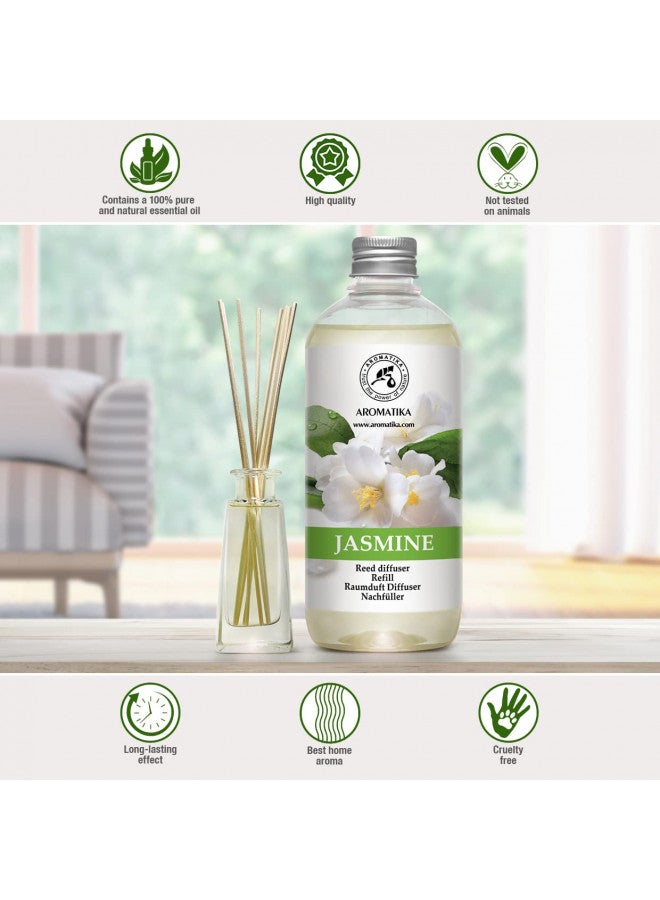 Aromatika عبوة إعادة تعبئة معطر الهواء بالياسمين مع زيت الياسمين الأساسي الطبيعي 17 أونصة سائلة - عطر منعش وطويل الأمد - عبوة إعادة تعبئة زيت معطر الهواء - الأفضل للعلاج بالروائح - سبا - منزل - Image 4