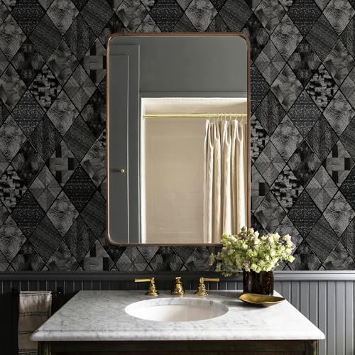 Zeeko Black Textured Peel and Stick Wallpaper 3D Embossed Geometric Linear Contact Paper Removable Waterproof Wall Paper 17.3" x 80" - Image 5