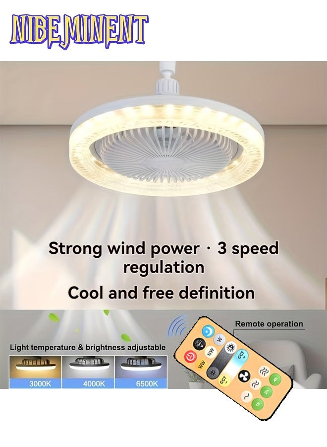 NIBEMINENT 50w 10inch Ceiling Fan Light with Remote Control, Universal E27 Light Holder, 3 Speeds Wind, Mute Dimmable, Timing Function, Suitable for for Bedroom, Kitchen, Bathroom, Office - Image 3