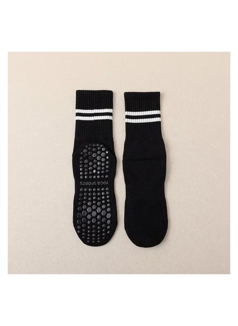Yoga socks middle tube non-slip cotton socks Indoor dance fitness professional non-slip yoga Pilates stockings 3 pieces