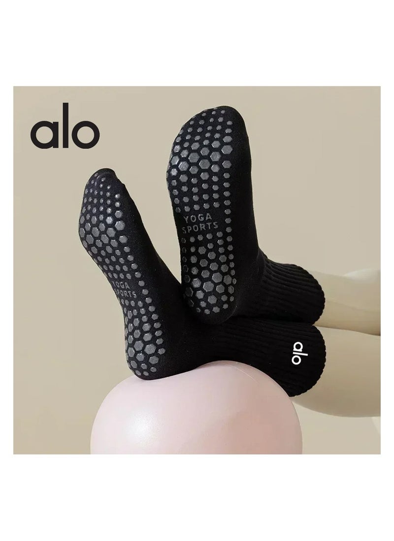 Yoga socks middle tube non-slip cotton socks Indoor dance fitness professional non-slip yoga Pilates stockings 3 pieces