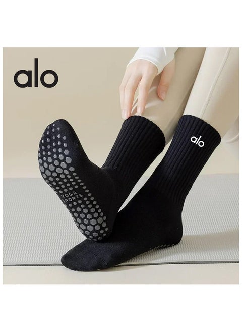 Yoga socks middle tube non-slip cotton socks Indoor dance fitness professional non-slip yoga Pilates stockings 3 pieces