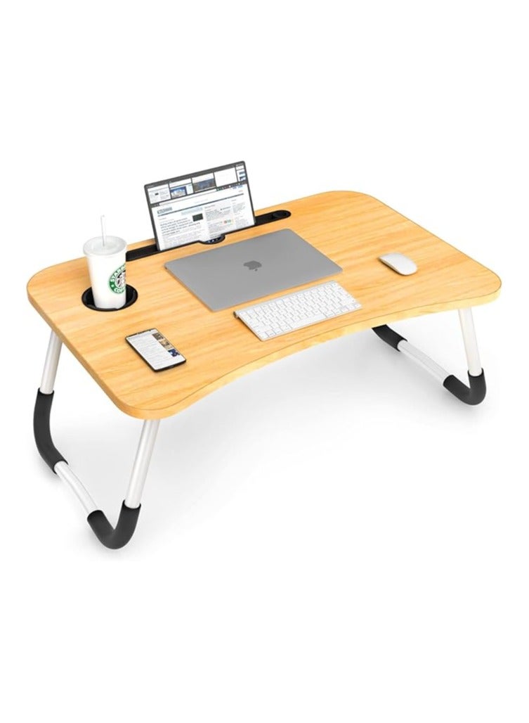 Foldable Laptop Table for Bed with Adjustable Legs – Non-Slip Design, Cup Holder, and Stand for Tablet and Notebook - Image 1
