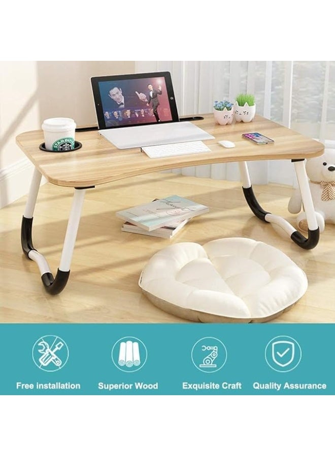 Foldable Laptop Table for Bed with Adjustable Legs – Non-Slip Design, Cup Holder, and Stand for Tablet and Notebook - Image 4