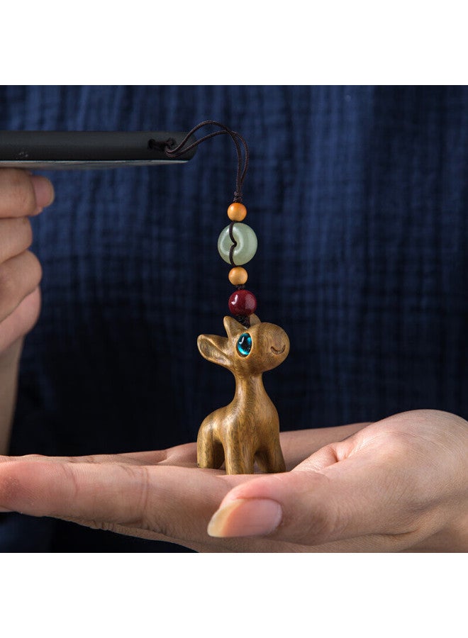 Ornaments Huashi Keychain Car Keychain Internet Celebrity Cute Safe Journey Sandalwood Little Deer Keychain - Image 2