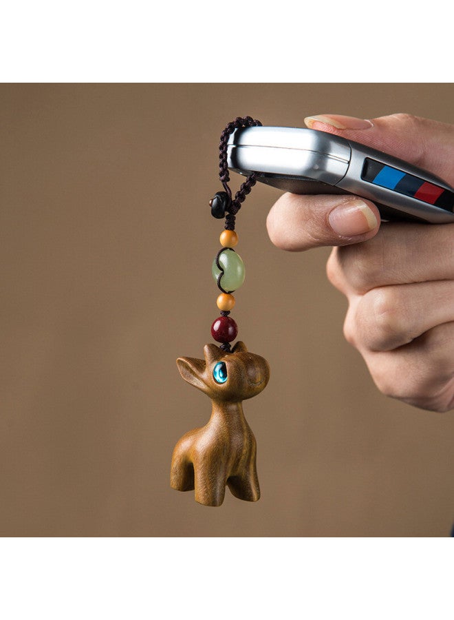 Ornaments Huashi Keychain Car Keychain Internet Celebrity Cute Safe Journey Sandalwood Little Deer Keychain - Image 1