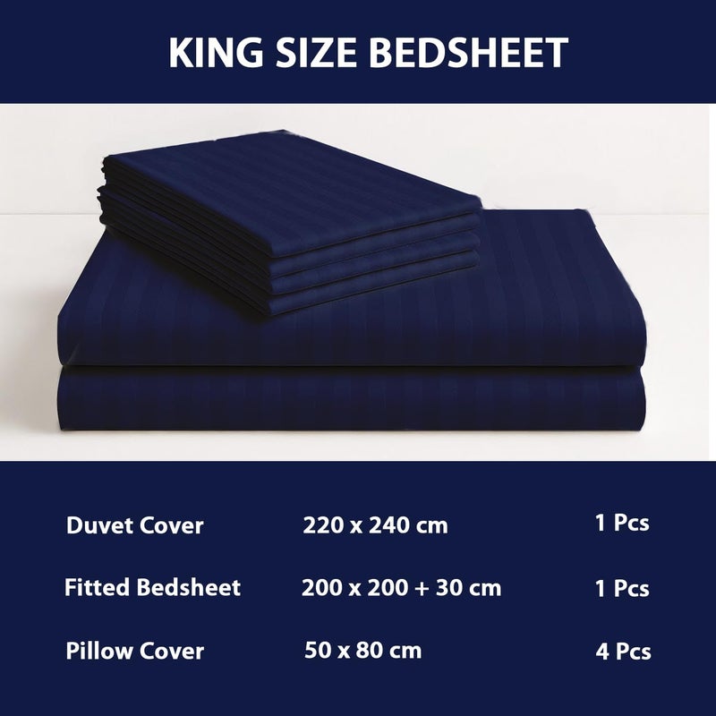 MOONCEE 6Pcs Bed Sheet King Size Set With Duvet Cover 220x240 Microfiber Bed Sheets Bedding Set Includes 1 Fitted Sheet, 1 Quilt Cover & 4 Pillows Cases (Royal Blue, 6Pcs Duvet Cover Set- King) - Image 5