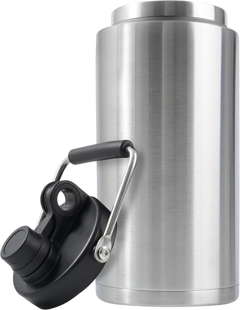 Kerilyn Half Gallon Water Bottle Insulated, 64oz Stainless Steel Water Jug With Handle and Wide Mouth Water Flask Sweat-Proof, Half Gallon Vacuum Double Walled Jug for Sports, Outdoors, Stainless - Image 1
