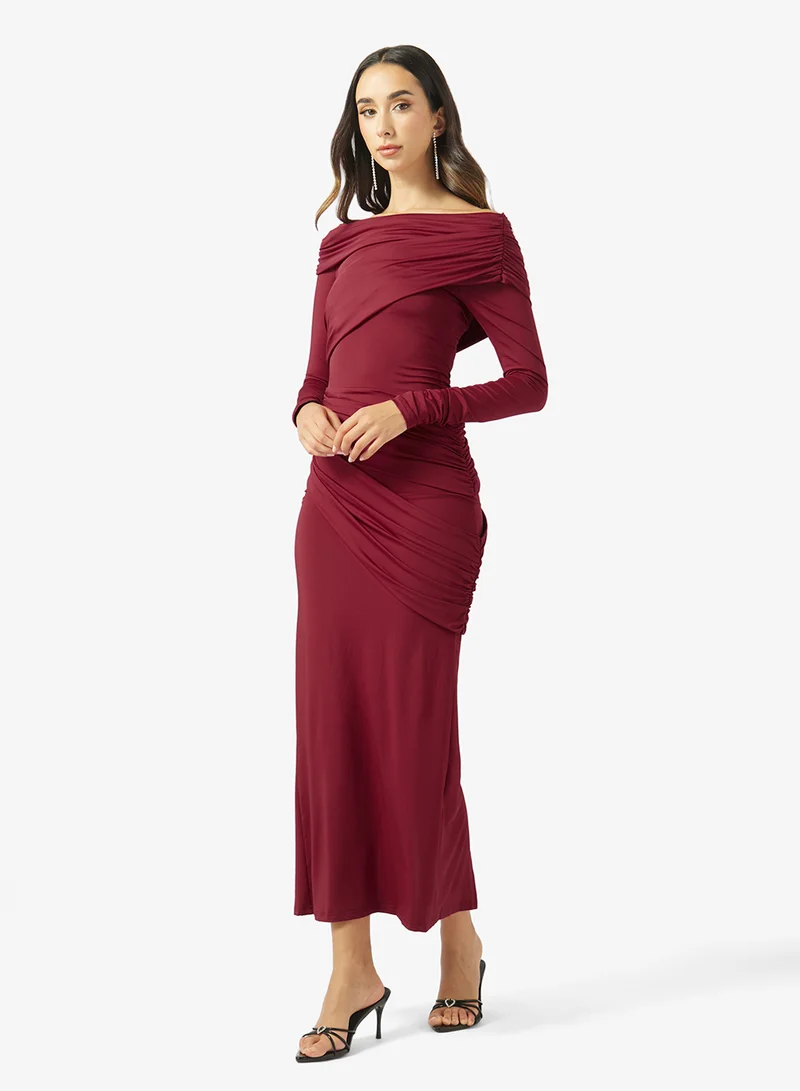 Ginger Assymetric Drop Shoulder Bodycon Dress