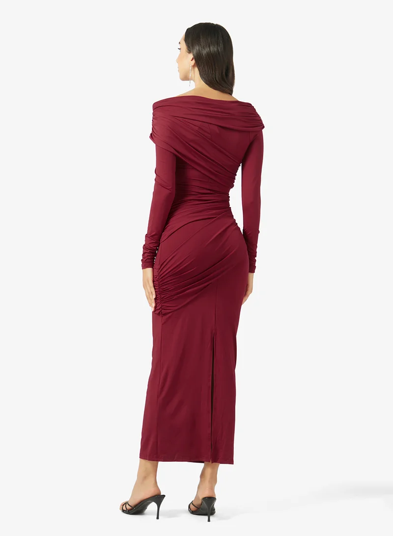 Ginger Assymetric Drop Shoulder Bodycon Dress