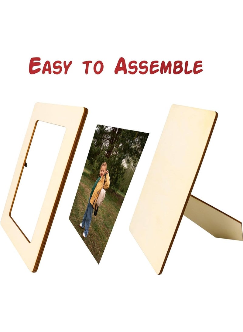 CMGTYYD. DIY إطار الصور الخشبية، 5.9x7.87in بوصة 6 طفل إطار الصورة الحرفية ديكور إطار الصورة، مجموعة رسم إطار الصورة مع فلاش الملصقات، رسم نفسك مجموعة من إطار الصور كهدية - Image 2
