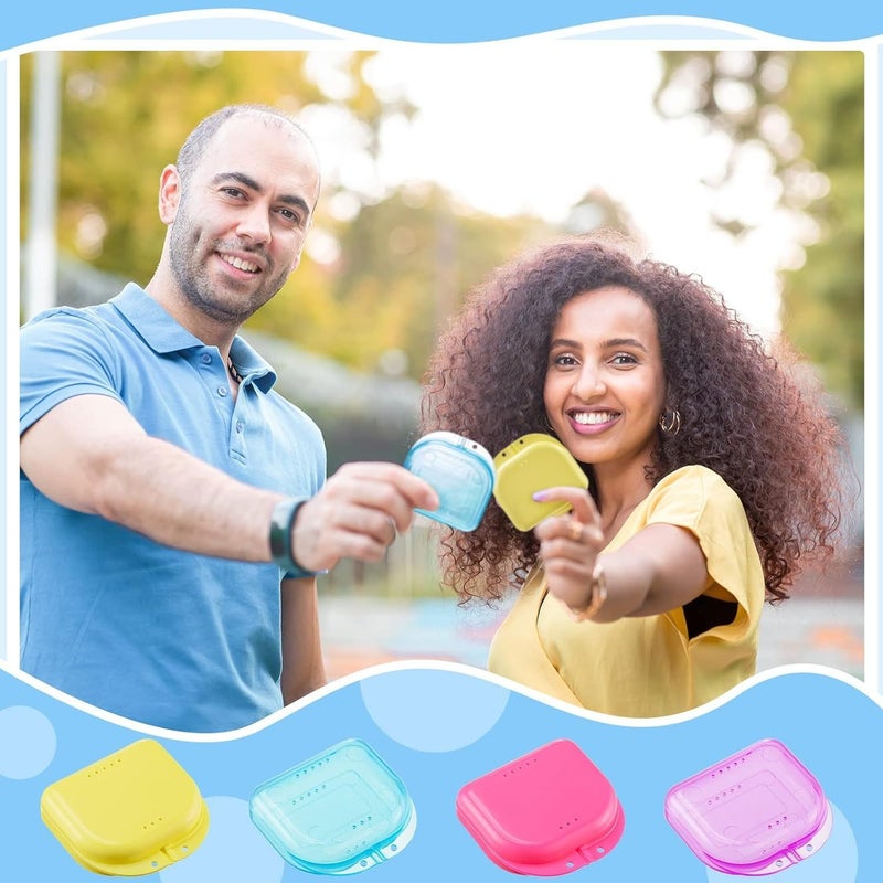 Set Of 36 Retainer Cases With Ventilation Holes In 12 Colors For Orthodontic Mouth Guards And Dentures Storage Travel Or Office Use - Image 4