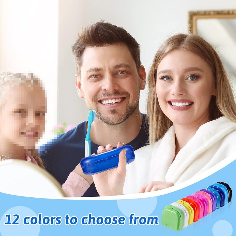 Set Of 36 Retainer Cases With Ventilation Holes In 12 Colors For Orthodontic Mouth Guards And Dentures Storage Travel Or Office Use - Image 5