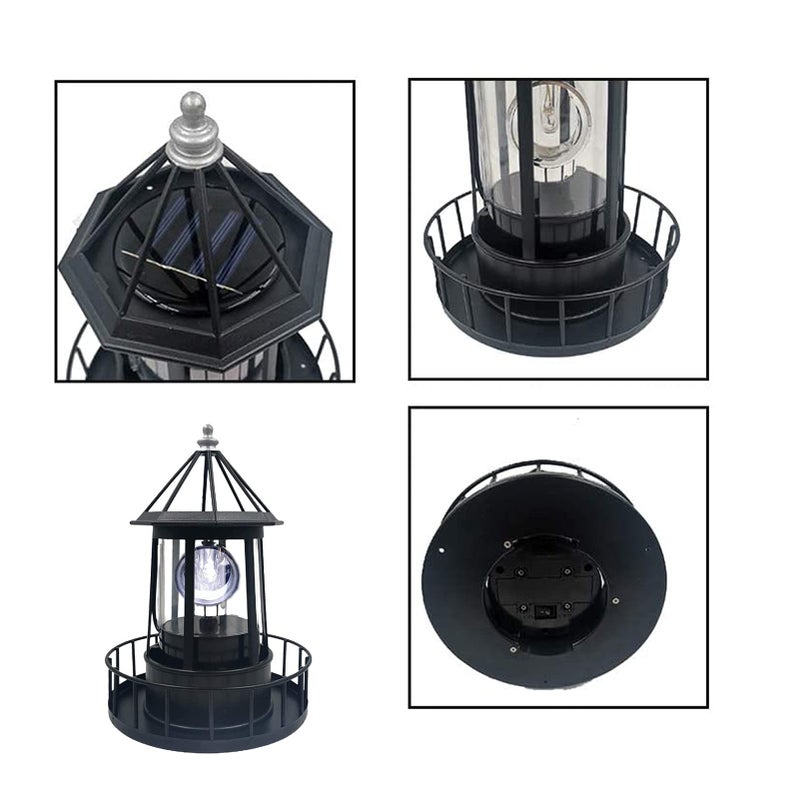 Rowzzi LED Solar Powered Lighthouse, 360 Degree Rotating Lamp Courtyard Decoration Waterproof Garden Smoke Towers Statue Lights for Outdoor Garden Pathway Patio - Image 3