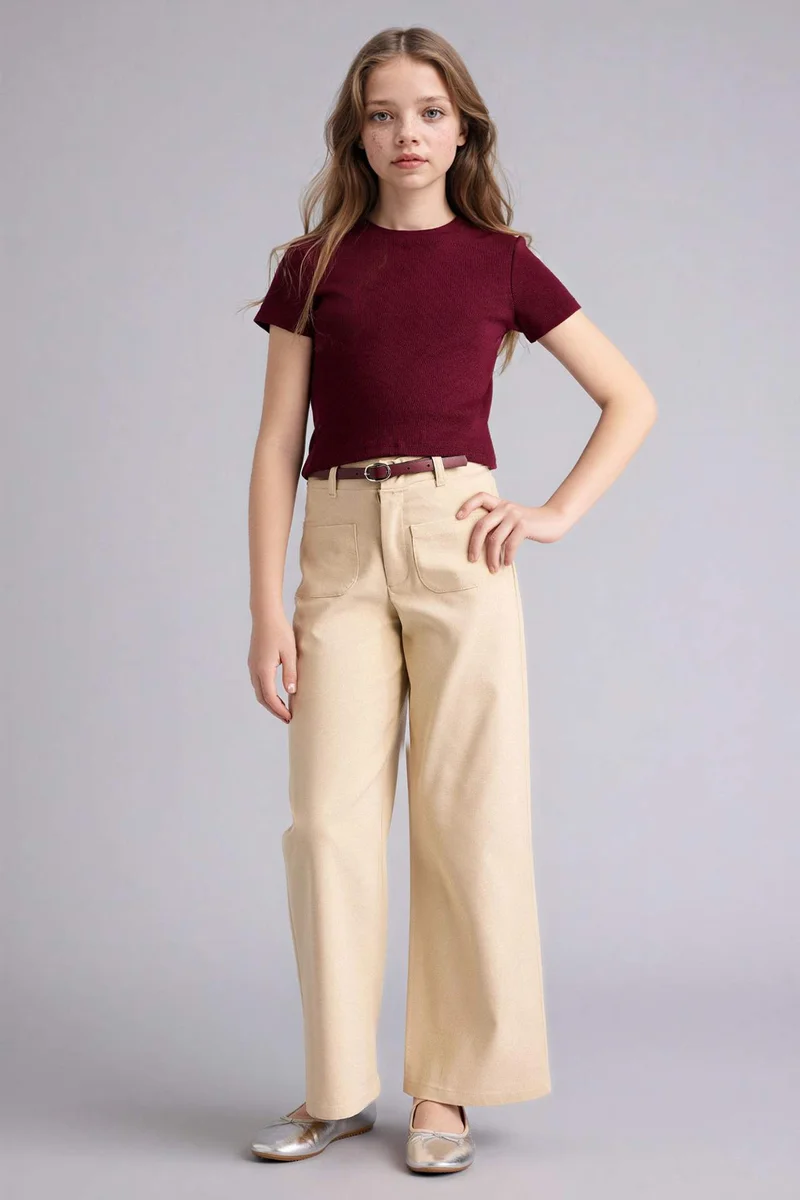 ديفاكتو Girl Wide Leg Elastic Band Trousers