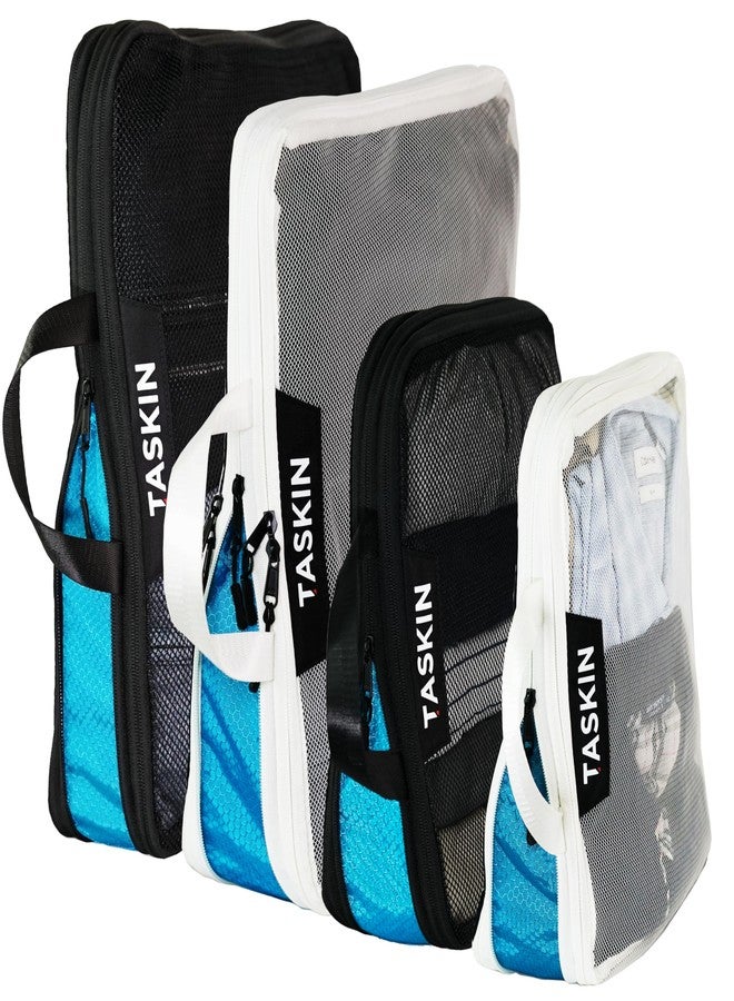 Taskin Compression Packing Cubes | Separate Clean & Dirty Compartments w/Flexible Separator | YKK Zippers | Set of 4 (2XL + 2 L) - Image 1