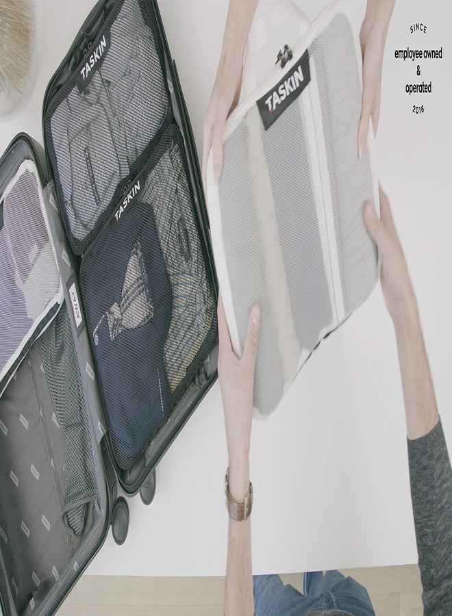 Taskin Compression Packing Cubes | Separate Clean & Dirty Compartments w/Flexible Separator | YKK Zippers | Set of 4 (2XL + 2 L) - Image 5