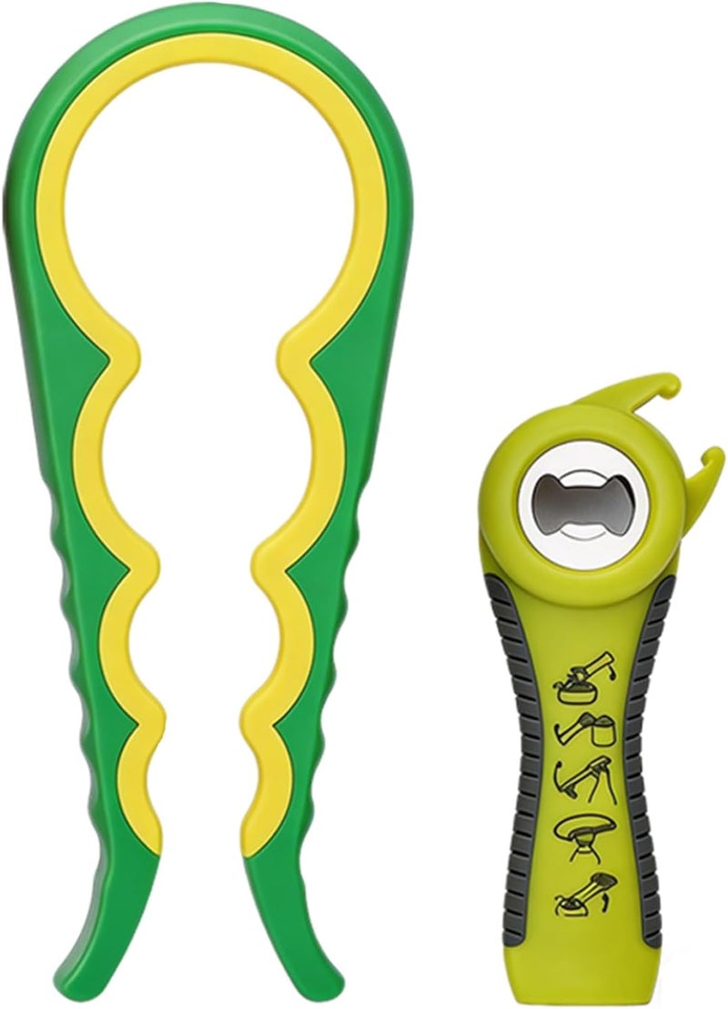 GZLT Jar Opener for Seniors with Arthritis,Jar Opener for Weak Hands,5-in-1 Bottle Opener,4-in-1 Can Opener… (Green) - Image 1