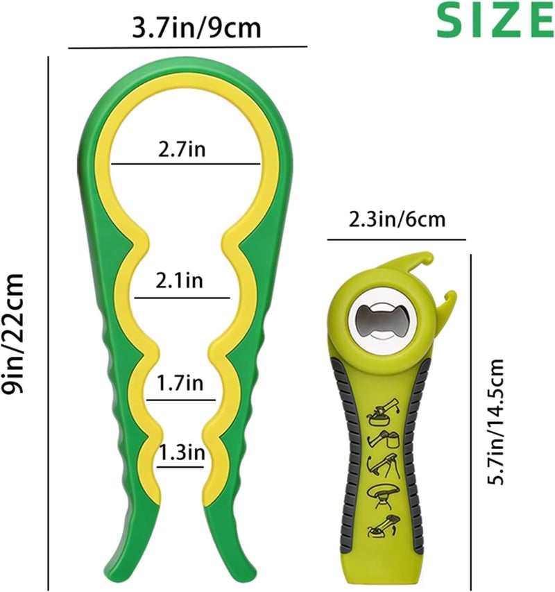 GZLT Jar Opener for Seniors with Arthritis,Jar Opener for Weak Hands,5-in-1 Bottle Opener,4-in-1 Can Opener… (Green) - Image 3