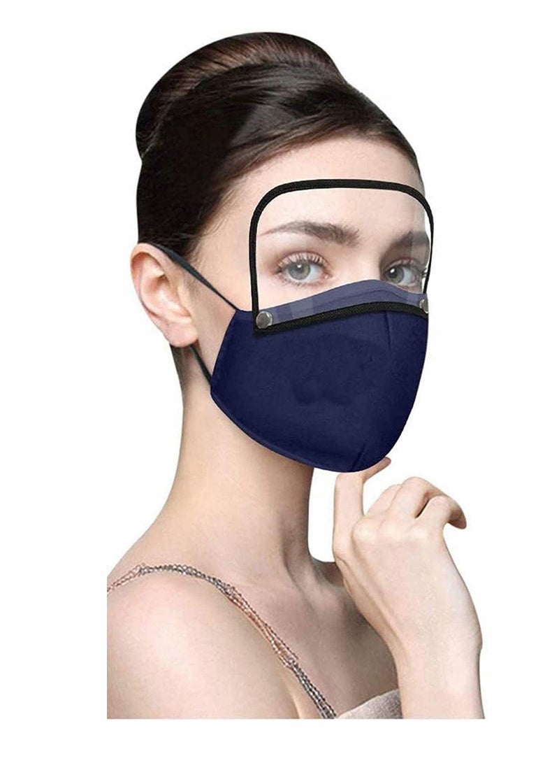 KASTWAVE 4Pcs Face Mask with Eye Shield Cotton Dustproof Outdoor Face Protective Eye Protection Valve Face Cover with Eyes Shield for Adults (4PC+8Filter) - Image 2