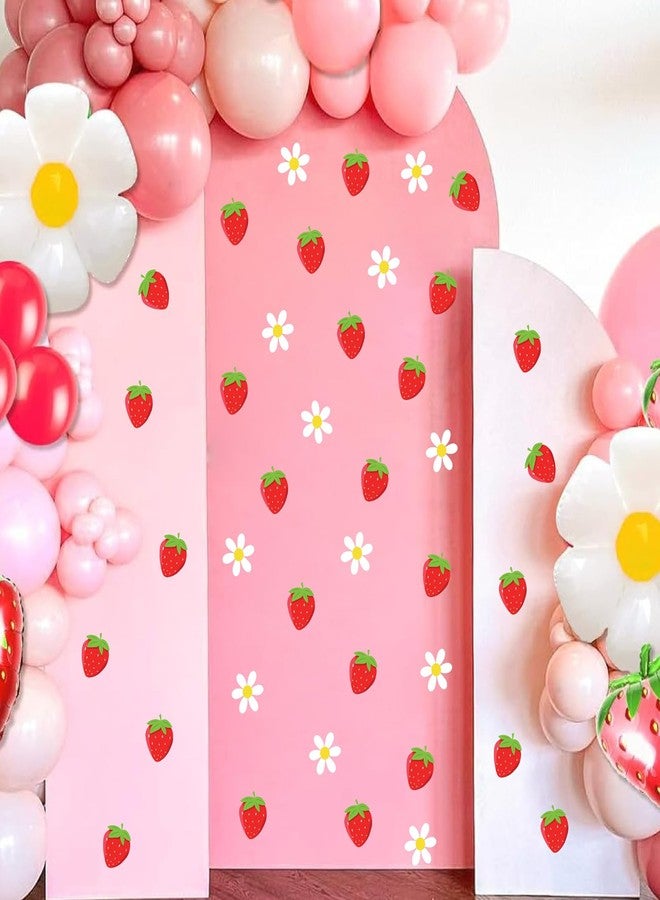 kokolap 48pcs Strawberry Stickers for Balloon Arch Strawberries Theme Party Signs for Backdrop Kitchen Fruit Wall Stickers Daisy Flowers Berry First Crafts Decals for Baby Shower Girls Birthday Party Supplies - Image 1