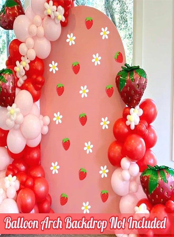 kokolap 48pcs Strawberry Stickers for Balloon Arch Strawberries Theme Party Signs for Backdrop Kitchen Fruit Wall Stickers Daisy Flowers Berry First Crafts Decals for Baby Shower Girls Birthday Party Supplies - Image 2