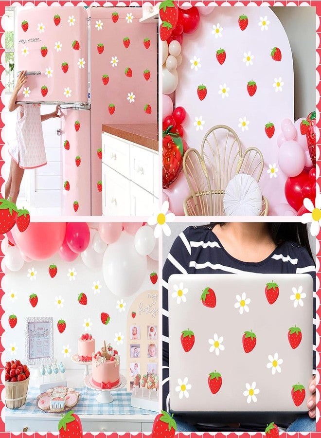 kokolap 48pcs Strawberry Stickers for Balloon Arch Strawberries Theme Party Signs for Backdrop Kitchen Fruit Wall Stickers Daisy Flowers Berry First Crafts Decals for Baby Shower Girls Birthday Party Supplies - Image 4