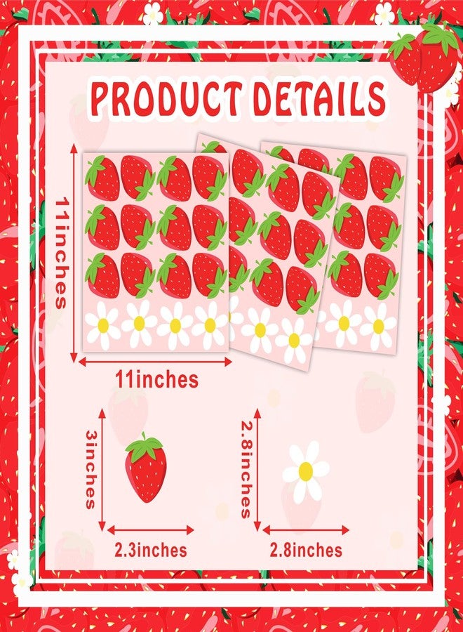 kokolap 48pcs Strawberry Stickers for Balloon Arch Strawberries Theme Party Signs for Backdrop Kitchen Fruit Wall Stickers Daisy Flowers Berry First Crafts Decals for Baby Shower Girls Birthday Party Supplies - Image 3