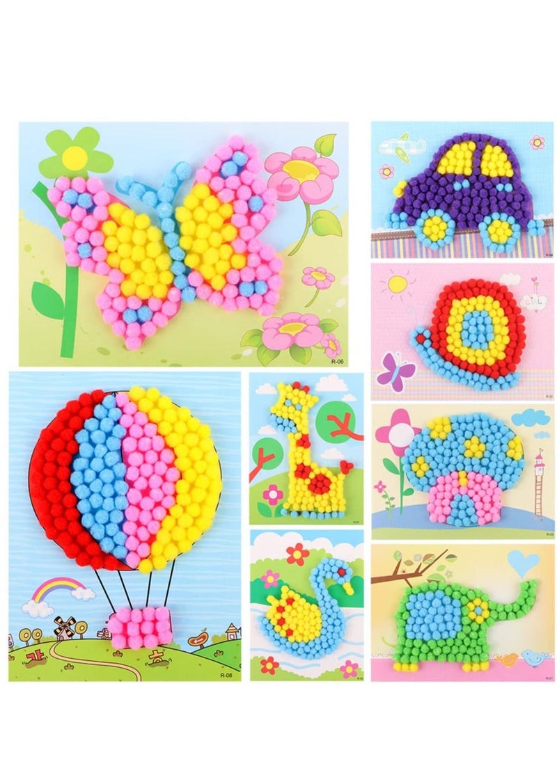 Excefore DIY Sticky Mosaic Art Crafts, Early Learning Games Handmade Art Kit for Preschool, Toddlers, Boys and Girls(8 Pcs)  - Image 1