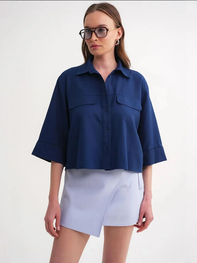 MixRay Mixray Short Sleeve Crop Poplin Shirt
