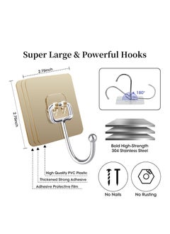 ماركة غير محددة 30 PCS Adhesive Hooks Wall, for Hanging Reusable Seamless Hooks 33LB(Max), Waterproof Bathroom Kitchen Heavy Duty Self Adhesive  - Image 2