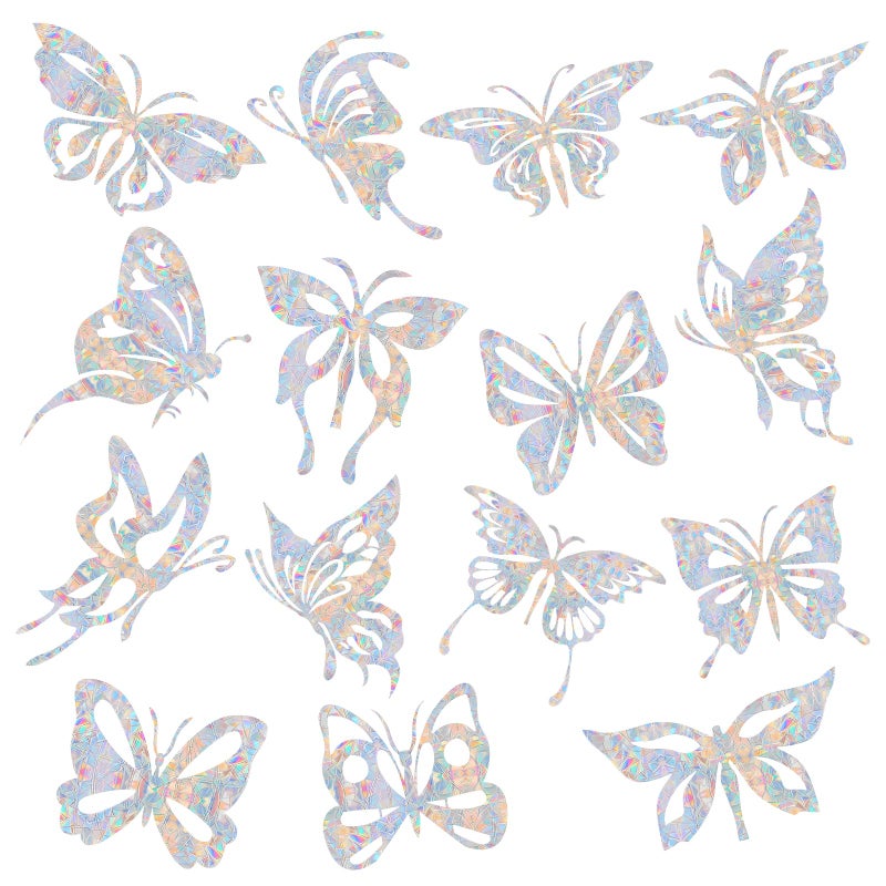 Shawula 32pcs clings butterfly window - شارات النوافذ المضادة للالتفاف لإنقاذ الطيور من تصادمات النوافذ - Image 1