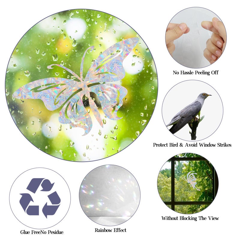 Shawula 32pcs clings butterfly window - شارات النوافذ المضادة للالتفاف لإنقاذ الطيور من تصادمات النوافذ - Image 2