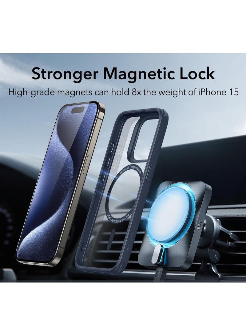 حافظة ايفون  14 بلس شفاف باطراف ملونة باللون الأزرق الداكن, تدعم الشحن اللاسلكي, مقاوم للخدش والاصفرار، حماية من السقوط (سيليكون) - Image 2