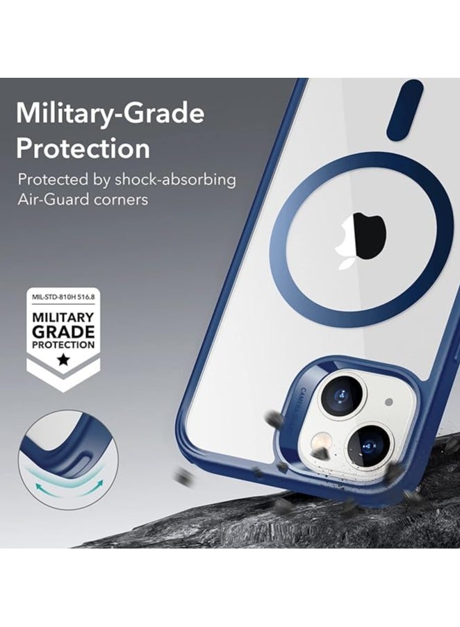 حافظة ايفون  14 بلس شفاف باطراف ملونة باللون الأزرق الداكن, تدعم الشحن اللاسلكي, مقاوم للخدش والاصفرار، حماية من السقوط (سيليكون) - Image 3